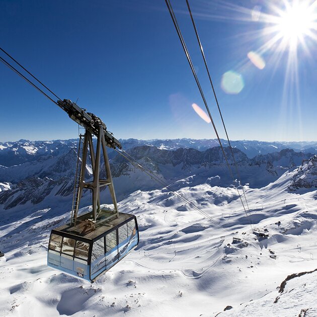 Gondelbahn auf die Zugspitze im Winter